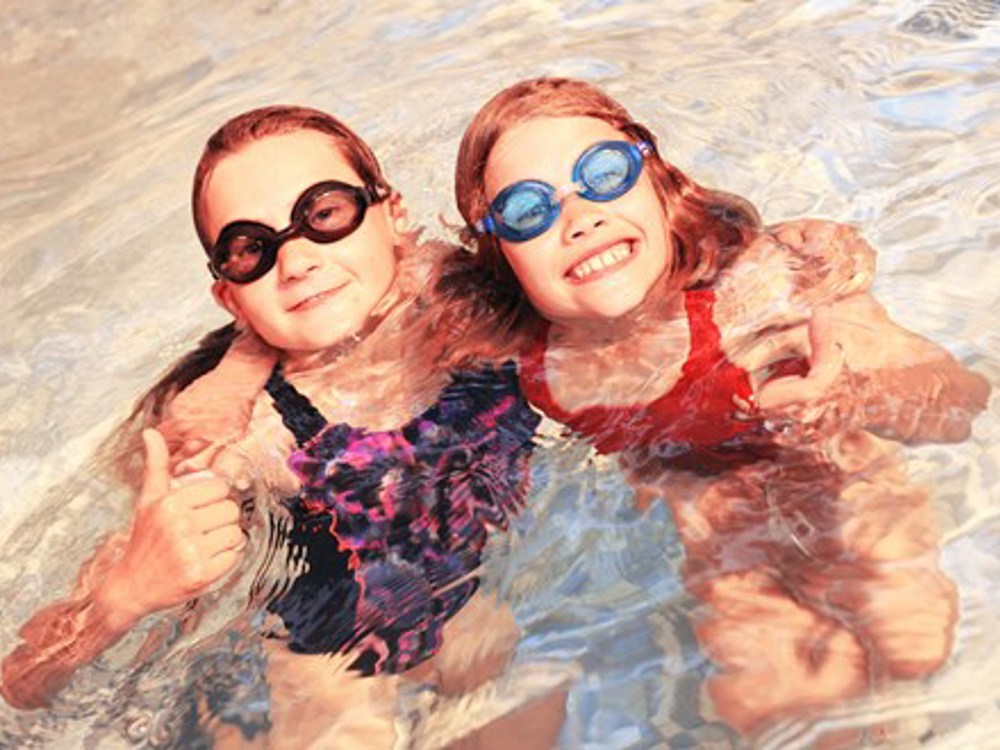 two girls in the swimming pool