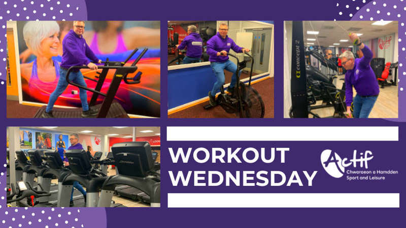 Pictures of Lee Jukes trying out the gym equipment in Actif
