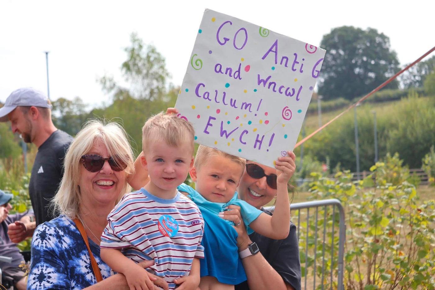supporters at the finish